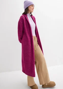 Gilet long en maille poilue