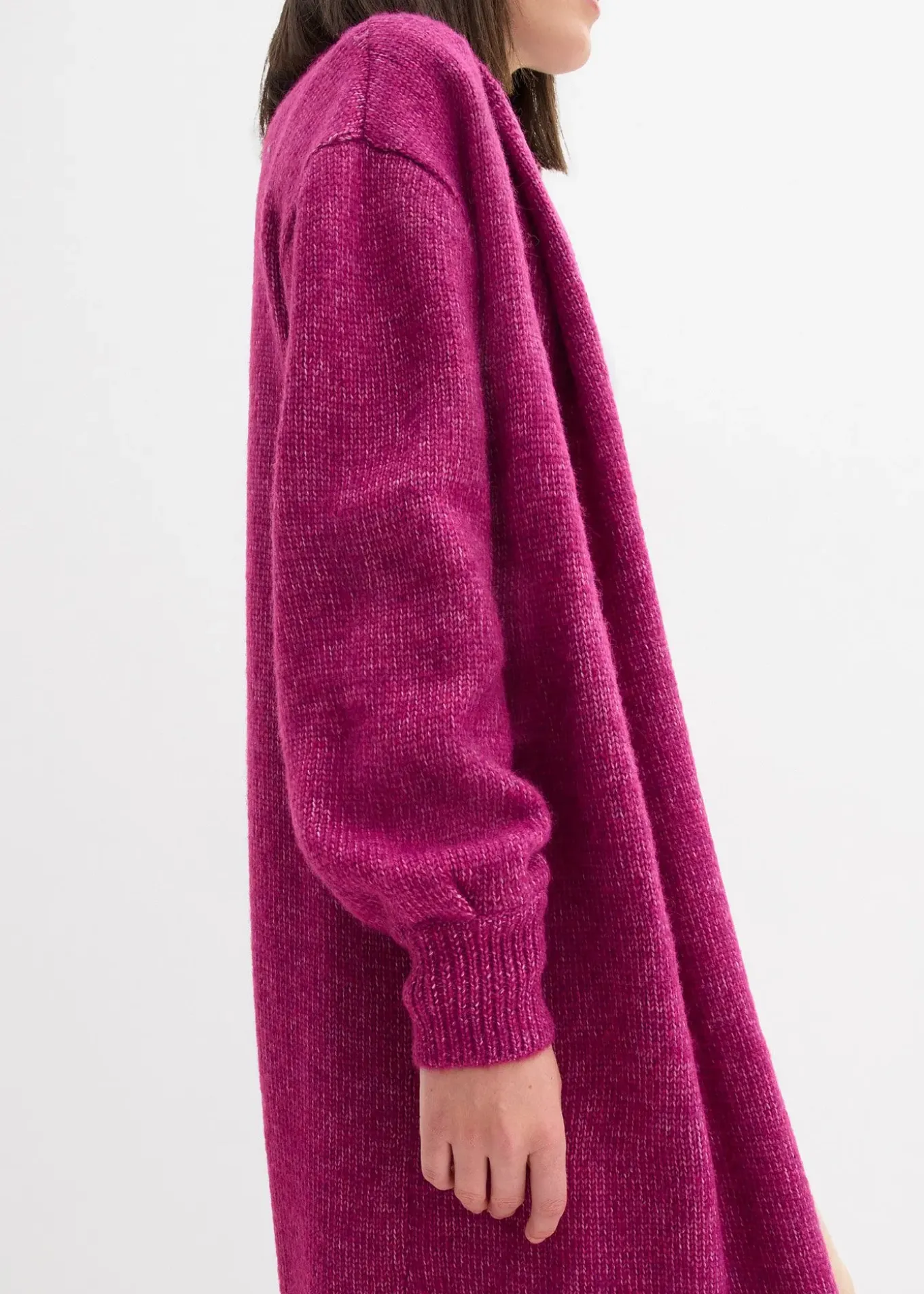 Gilet long en maille poilue