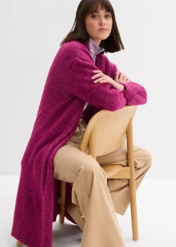 Gilet long en maille poilue