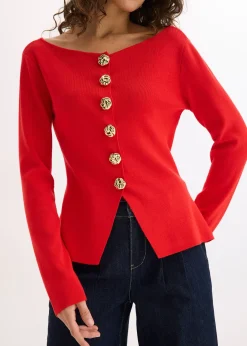 Gilet péplum en maille à boutons décoratifs