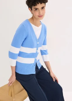 Gilet rayé en maille de coton