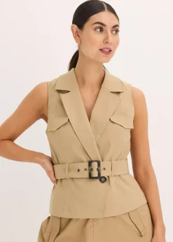 Gilet sans manches avec ceinture