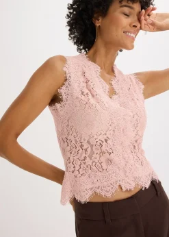 Gilet sans manches en dentelle