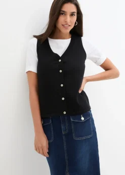 Gilet sans manches en fine maille