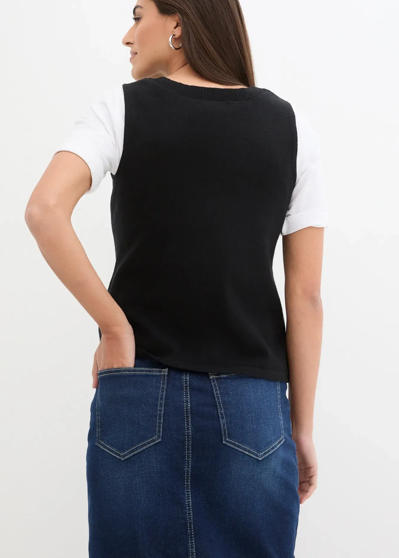 Gilet sans manches en fine maille