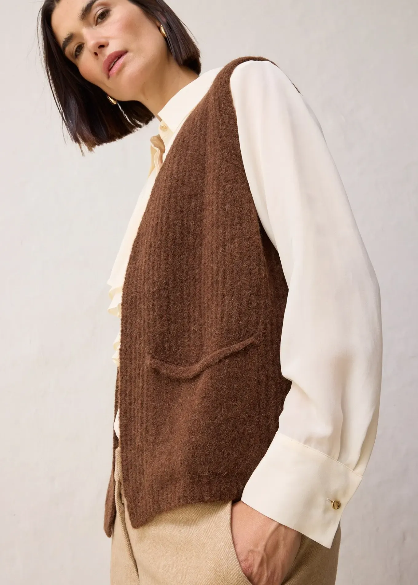 Gilet sans manches en grosse maille