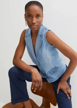 Gilet sans manches en jean extensible