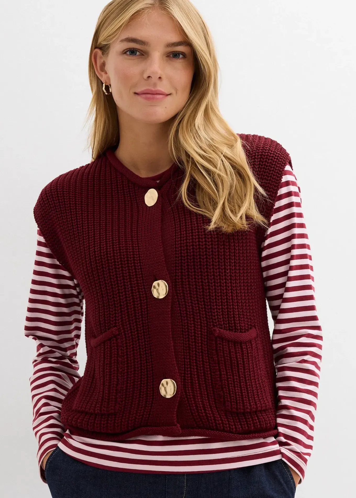 Gilet sans manches en maille avec des poches