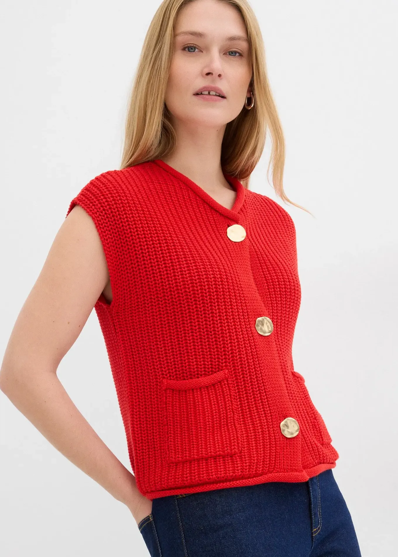 Gilet sans manches en maille avec des poches