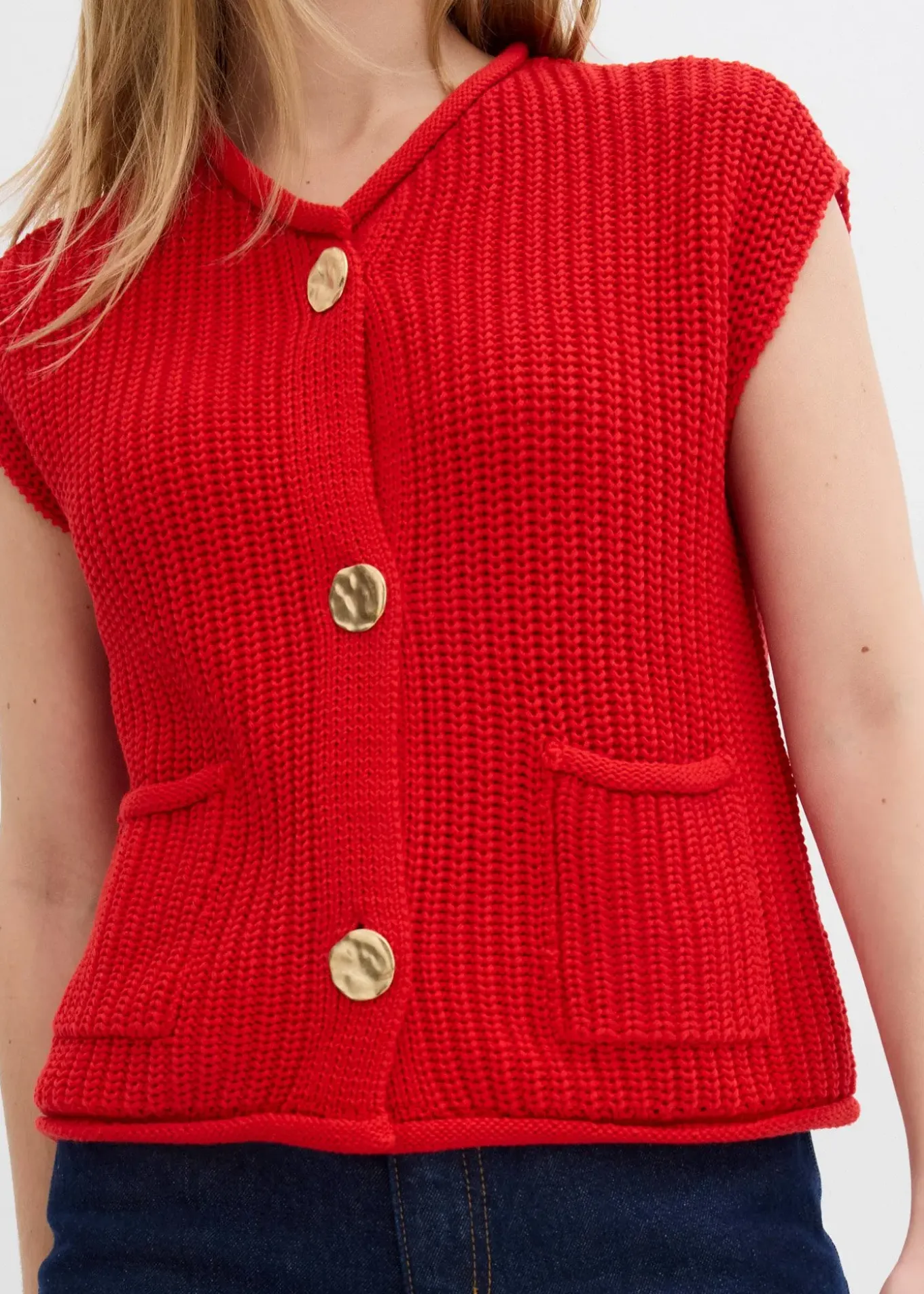 Gilet sans manches en maille avec des poches