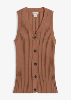 Gilet sans manches en maille côtelée