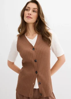 Gilet sans manches en maille côtelée