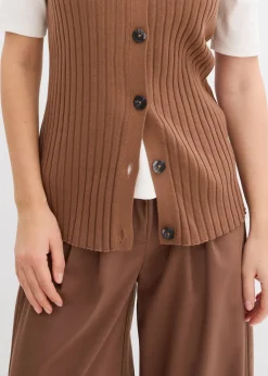 Gilet sans manches en maille côtelée