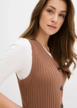 Gilet sans manches en maille côtelée