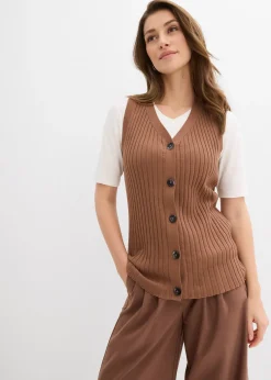 Gilet sans manches en maille côtelée