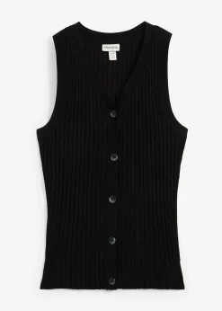 Gilet sans manches en maille côtelée