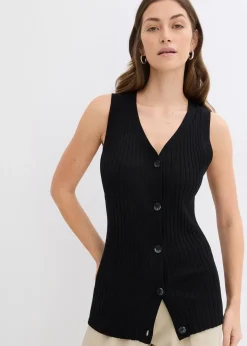 Gilet sans manches en maille côtelée