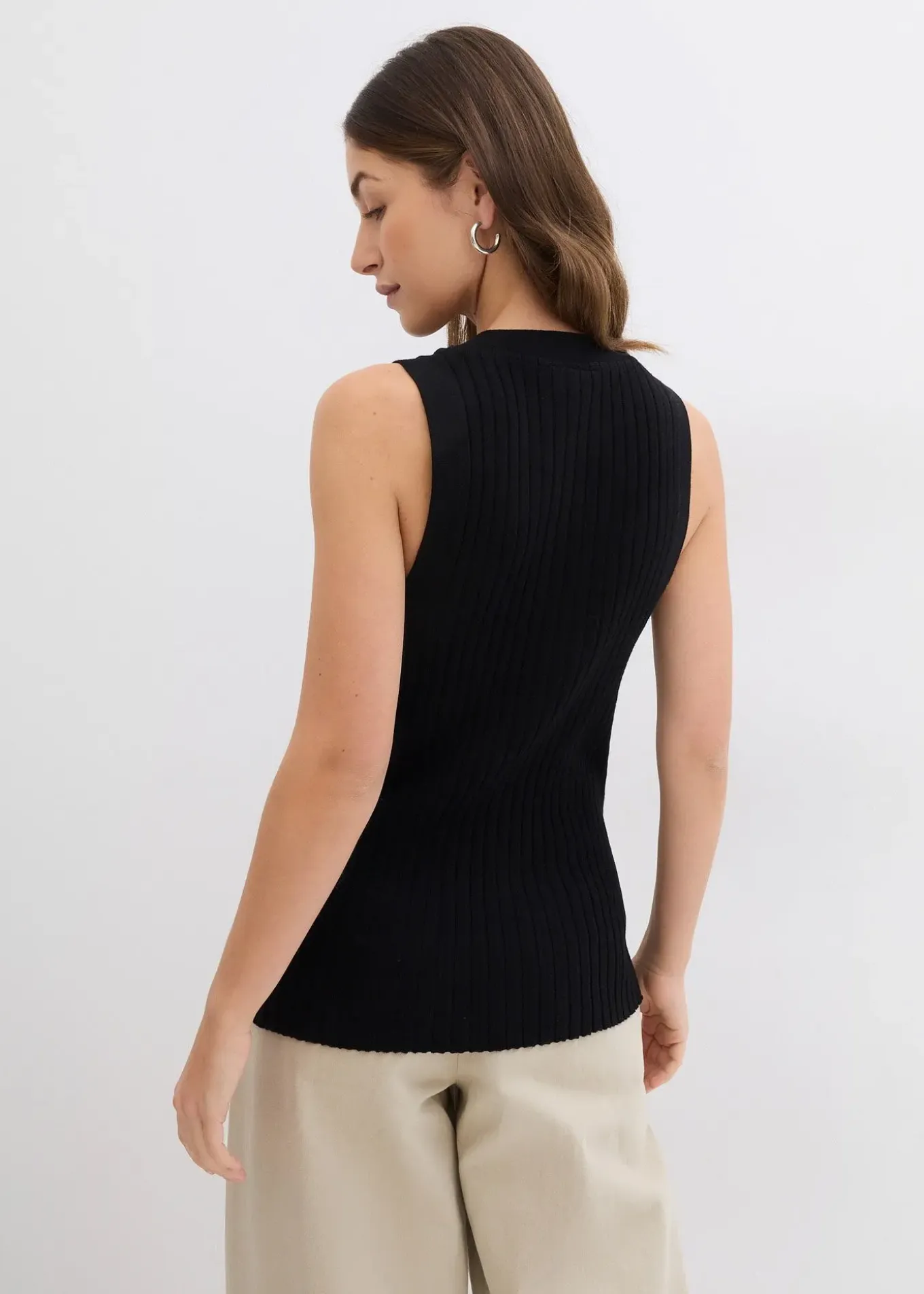 Gilet sans manches en maille côtelée