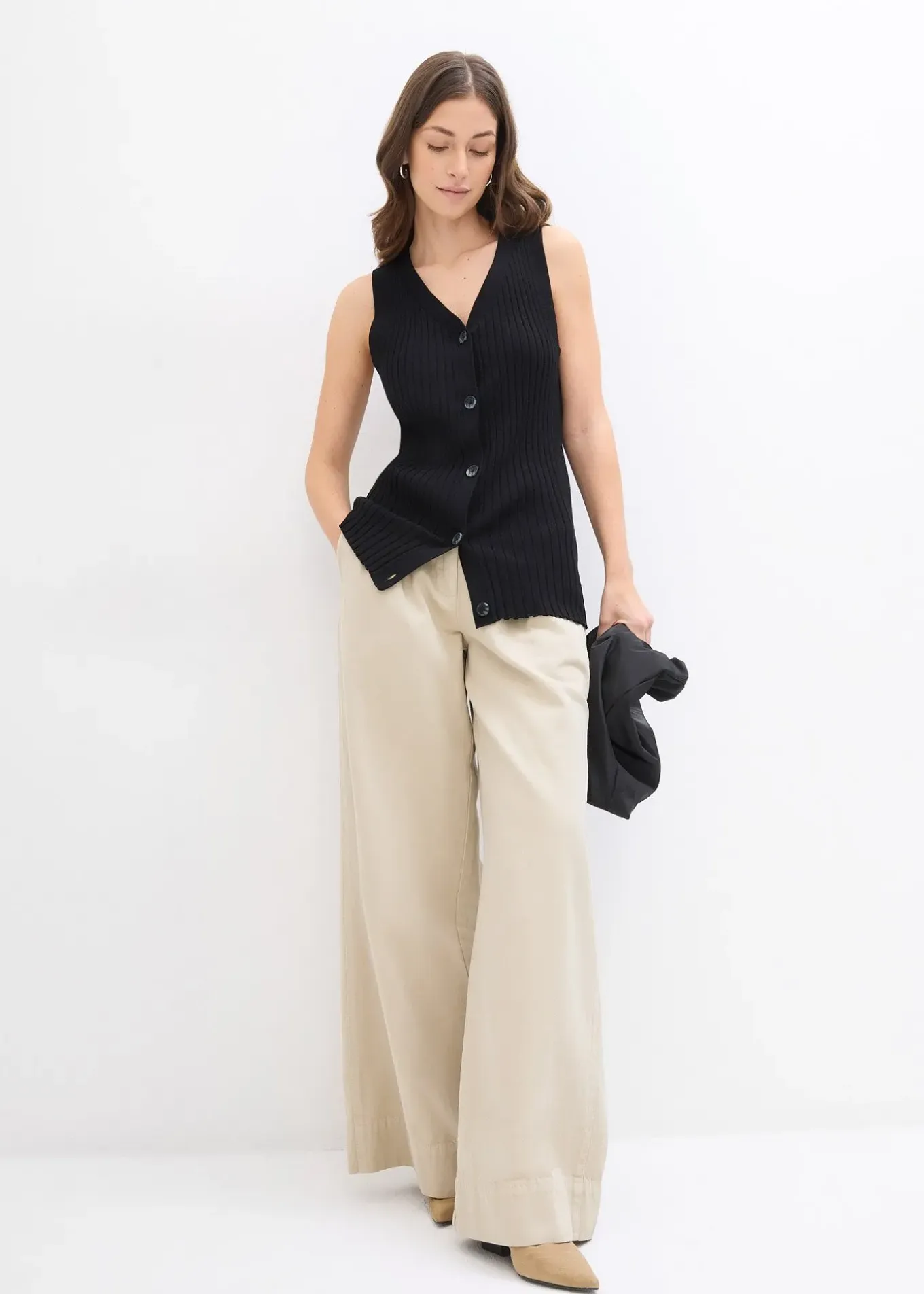 Gilet sans manches en maille côtelée