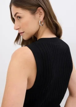 Gilet sans manches en maille côtelée