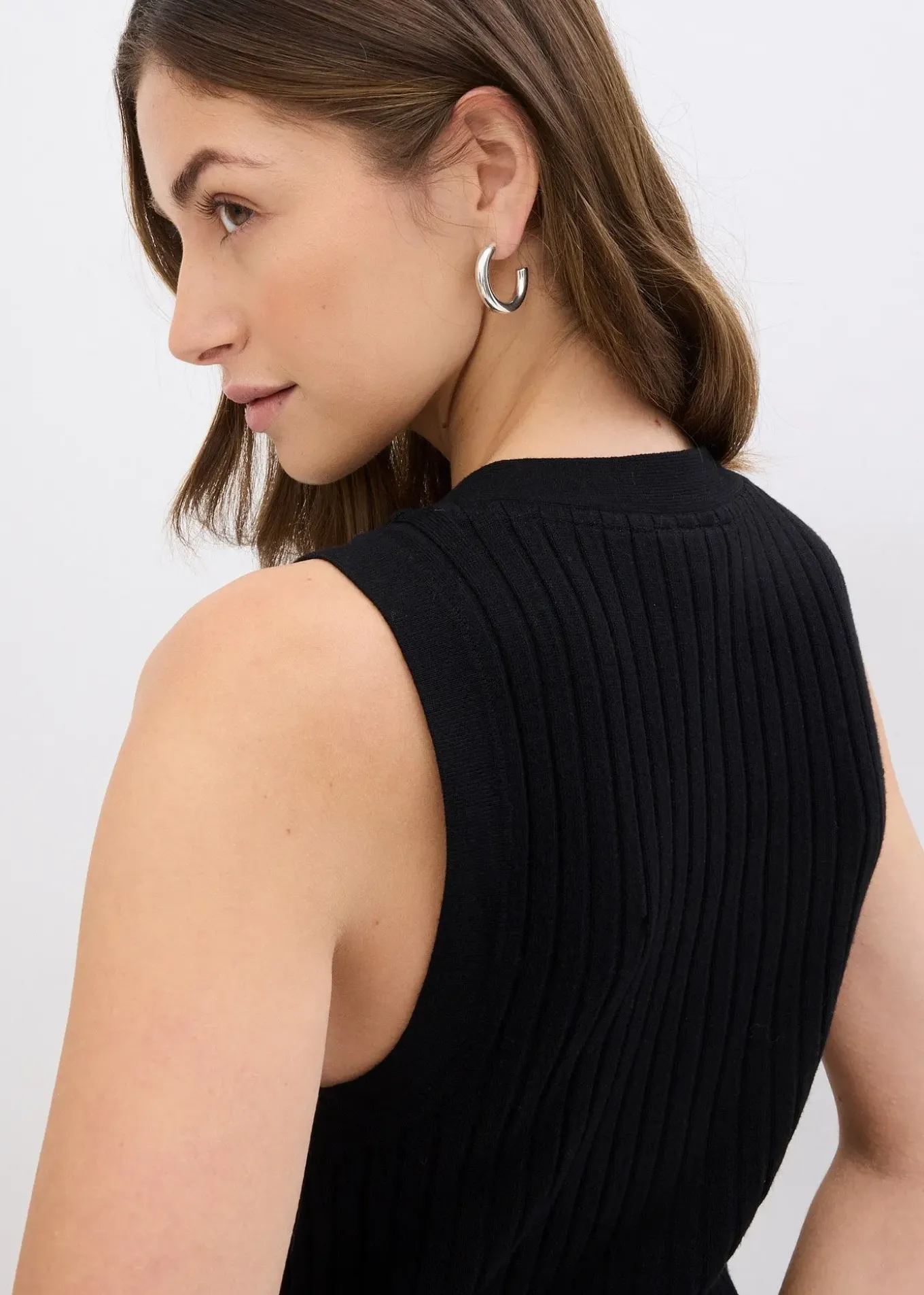 Gilet sans manches en maille côtelée