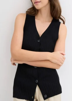 Gilet sans manches en maille côtelée