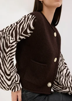 Gilet sans manches en maille à boutons décoratifs