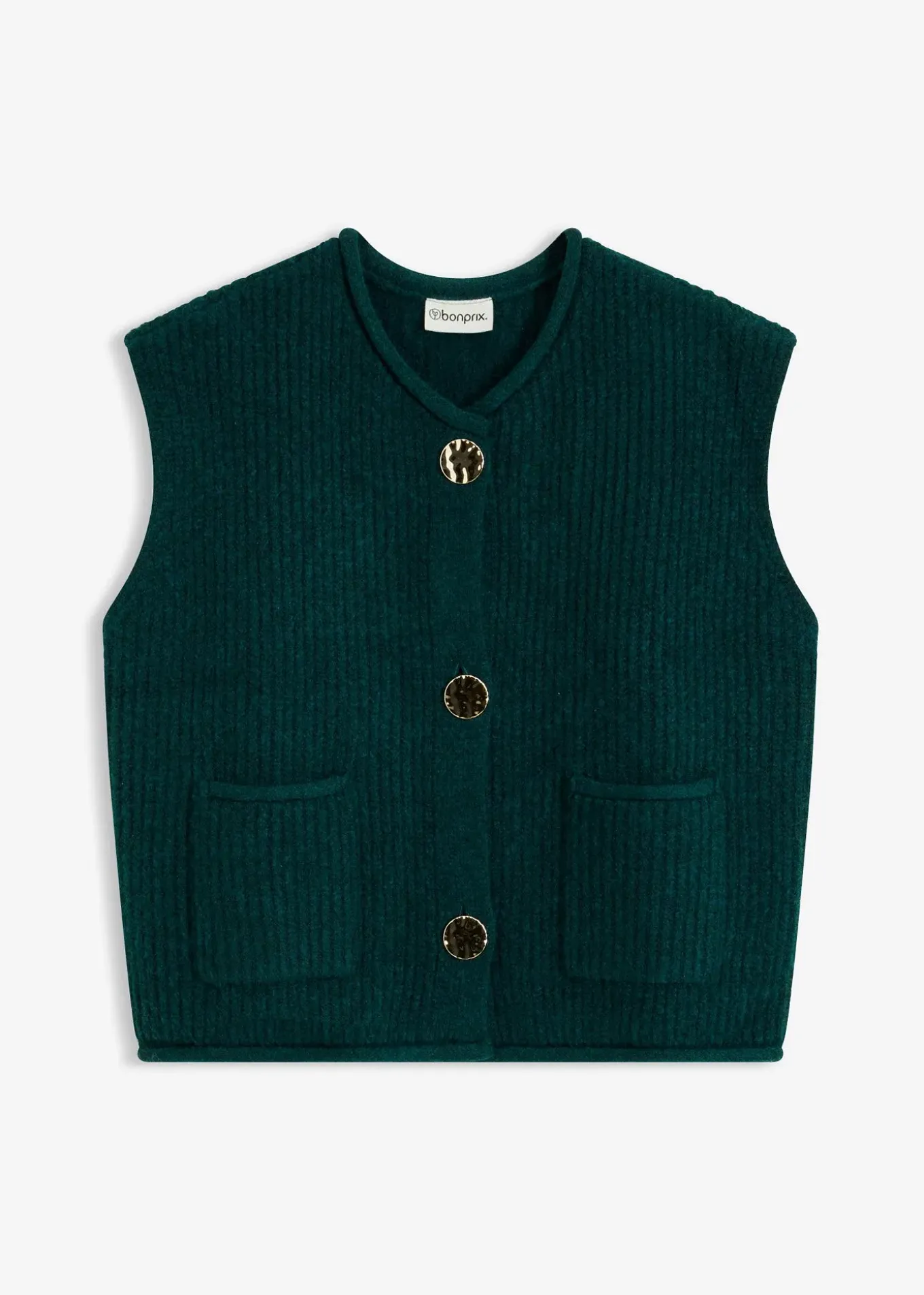 Gilet sans manches en maille à boutons décoratifs