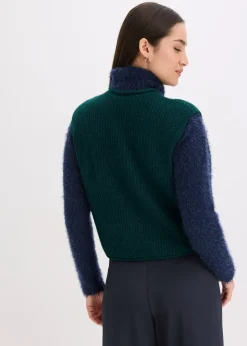 Gilet sans manches en maille à boutons décoratifs