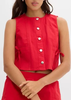 Gilet sans manches en twill de coton extensible