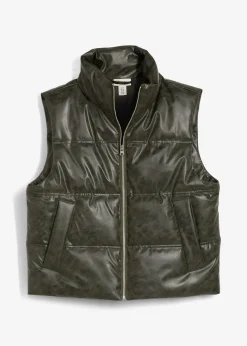 Gilet sans manches enduit et matelassé