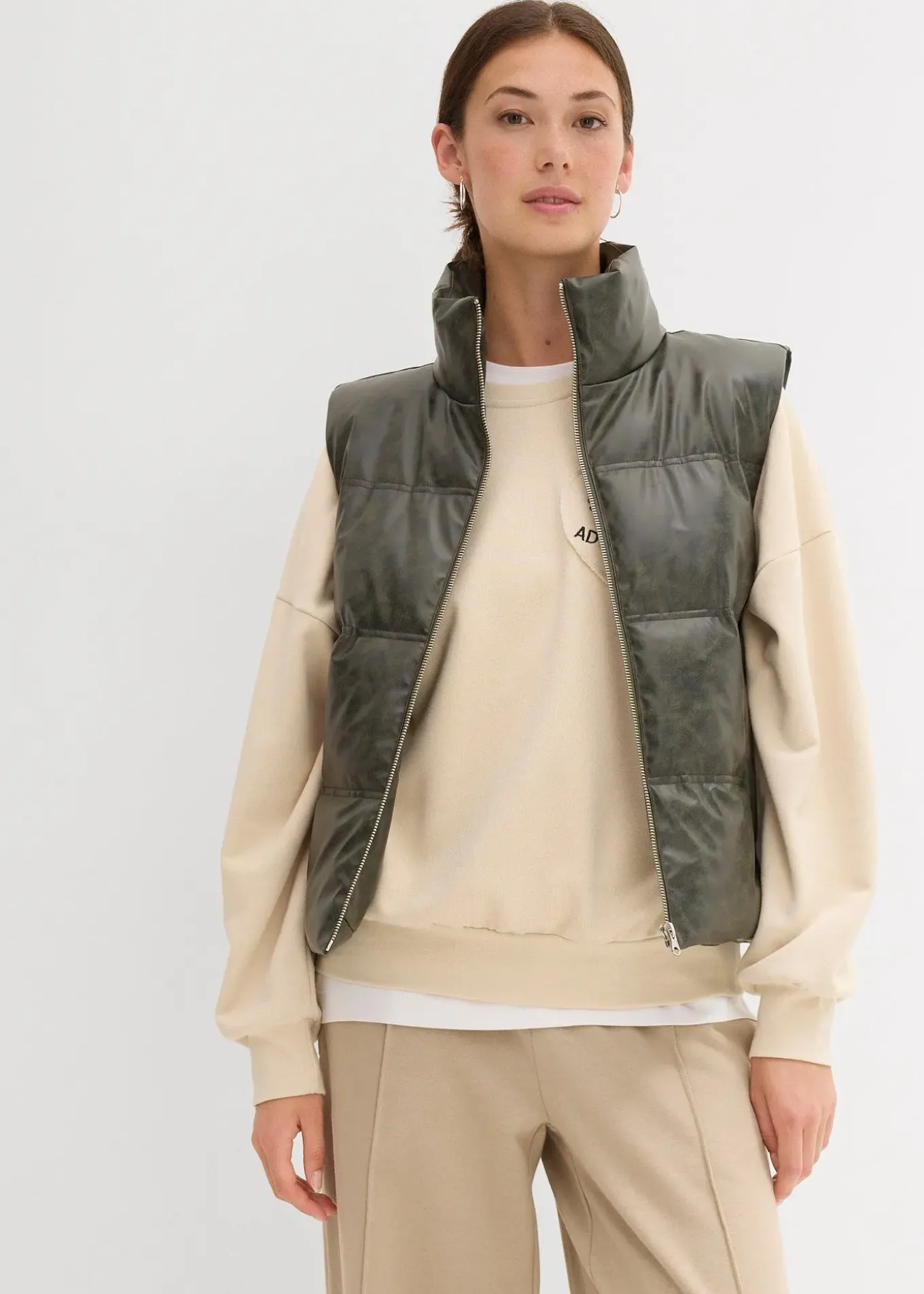 Gilet sans manches enduit et matelassé