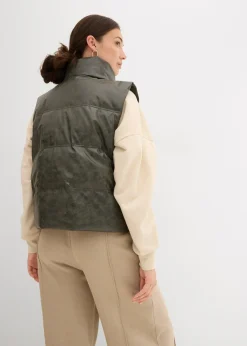 Gilet sans manches enduit et matelassé