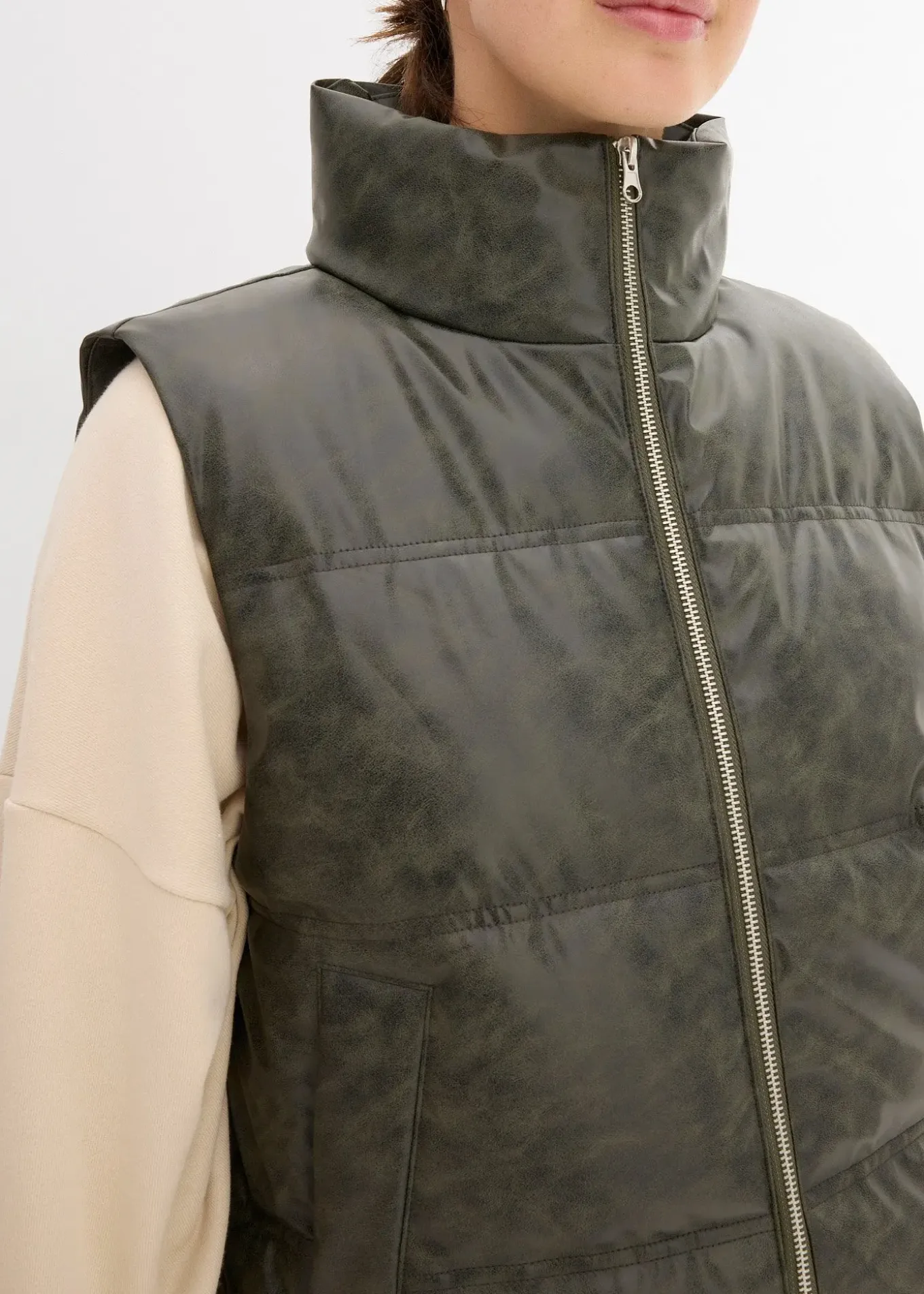 Gilet sans manches enduit et matelassé