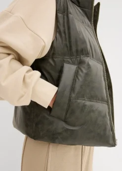 Gilet sans manches enduit et matelassé