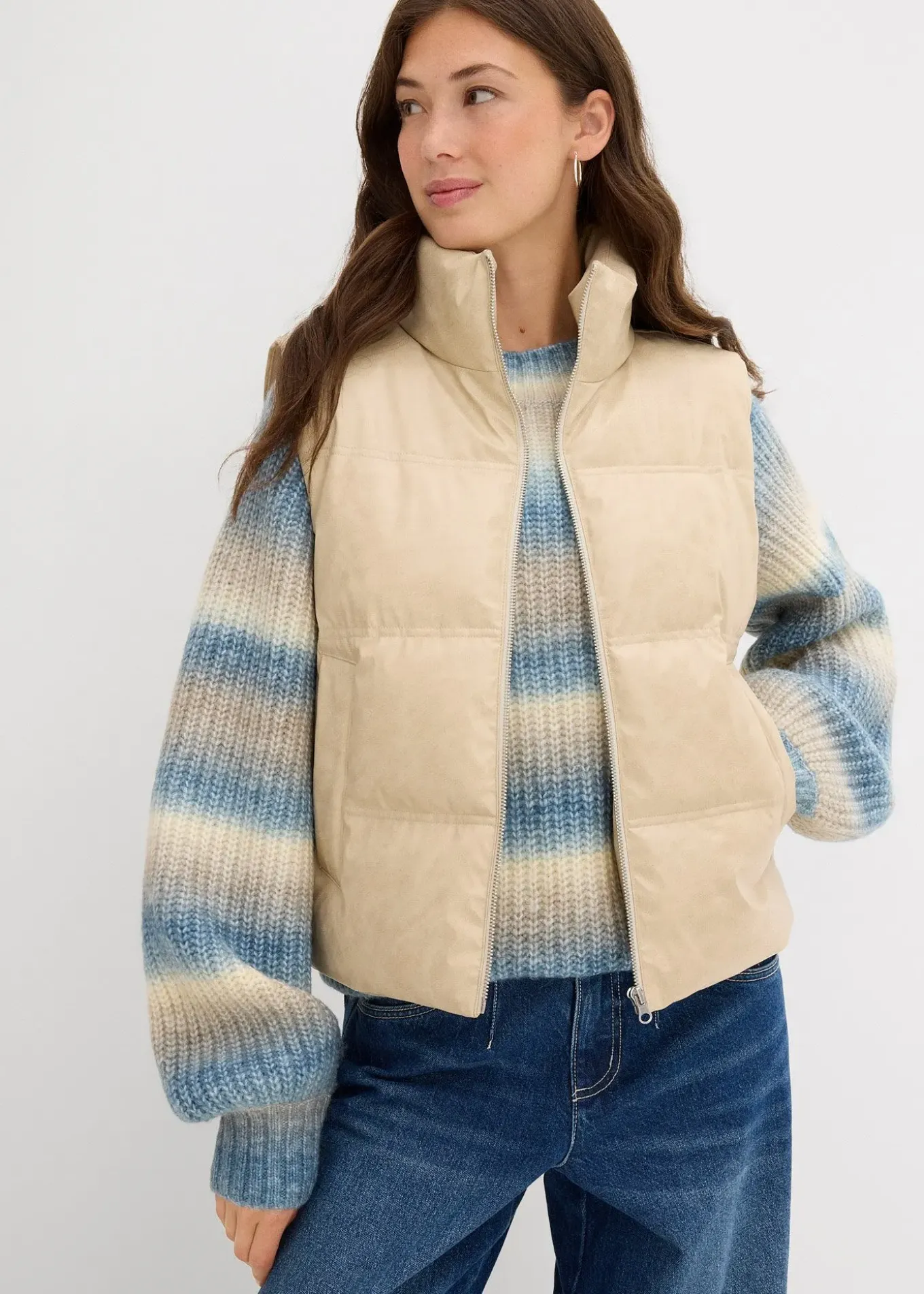 Gilet sans manches enduit et matelassé