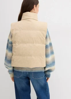 Gilet sans manches enduit et matelassé