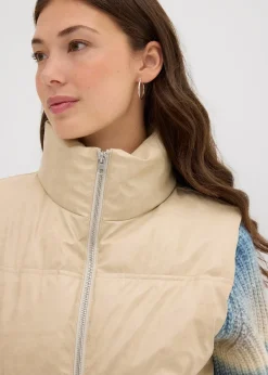 Gilet sans manches enduit et matelassé