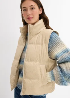 Gilet sans manches enduit et matelassé