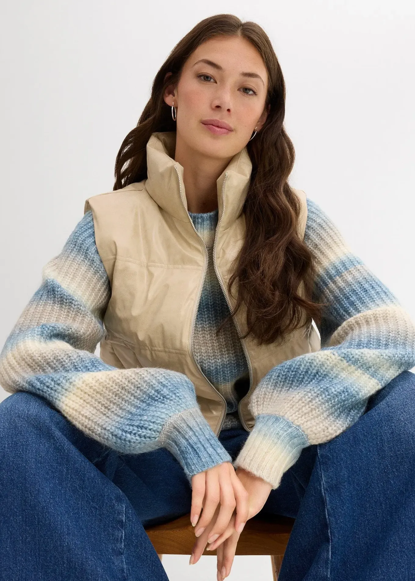 Gilet sans manches enduit et matelassé