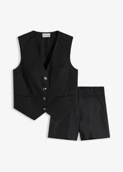 Gilet sans manches et short en lin mélangé