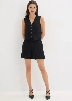 Gilet sans manches et short en lin mélangé