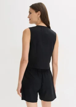 Gilet sans manches et short en lin mélangé