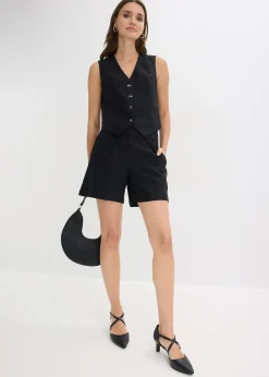 Gilet sans manches et short en lin mélangé