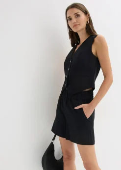 Gilet sans manches et short en lin mélangé