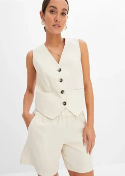 Gilet sans manches et short en lin mélangé