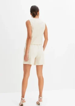 Gilet sans manches et short en lin mélangé