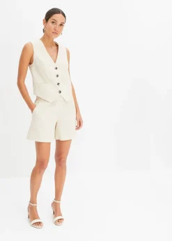 Gilet sans manches et short en lin mélangé