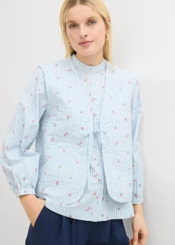 Gilet sans manches matelassé et brodé