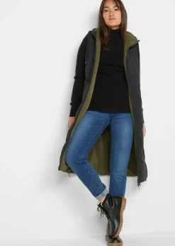 Gilet sans manches matelassé réversible en polyester recyclé avec capuche